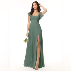 AZAZIE BONDI
Eucalyptus Flowy Ruffled Chiffon Dress